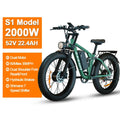 2000W Dual Motor AWD Fat Tire E-Bike – 52V 22.4Ah | 80-Mile Range | Full Suspension | 31+ MPH