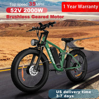 2000W Dual Motor AWD Fat Tire E-Bike – 52V 22.4Ah | 80-Mile Range | Full Suspension | 31+ MPH