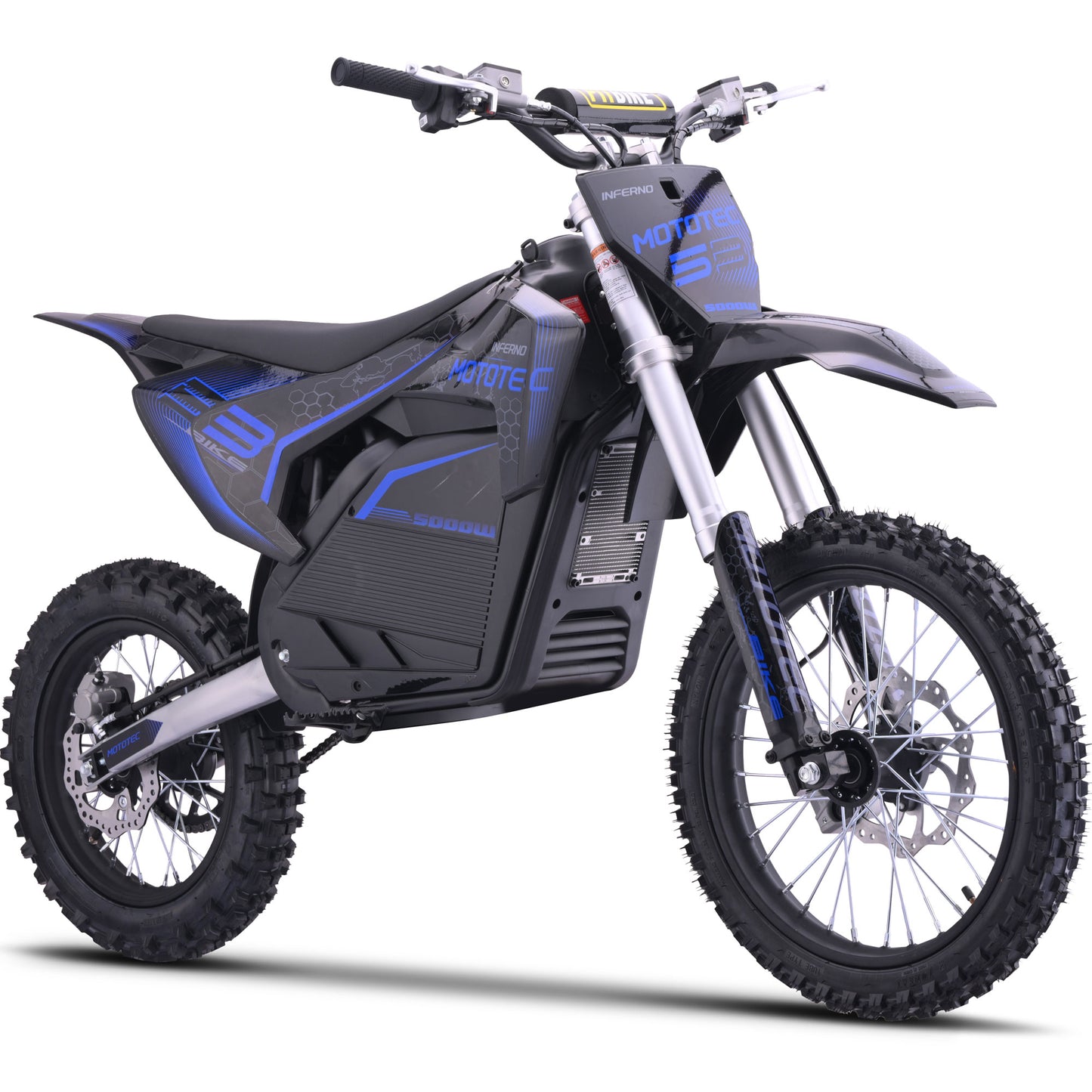 MotoTec 72v 5000w Pro Electric Dirt Bike – Electric Blue | 50 MPH | QS Brushless | Bluetooth | IP65
