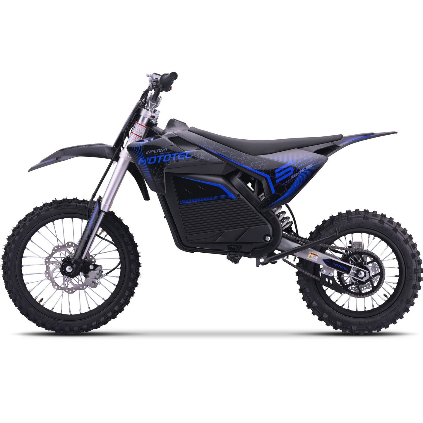 MotoTec 72v 5000w Pro Electric Dirt Bike – Electric Blue | 50 MPH | QS Brushless | Bluetooth | IP65