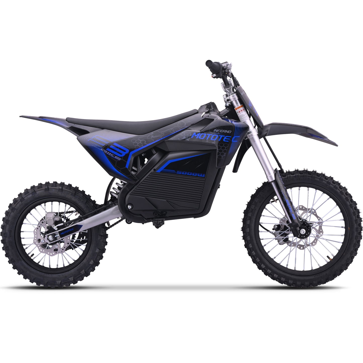 MotoTec 72v 5000w Pro Electric Dirt Bike – Electric Blue | 50 MPH | QS Brushless | Bluetooth | IP65