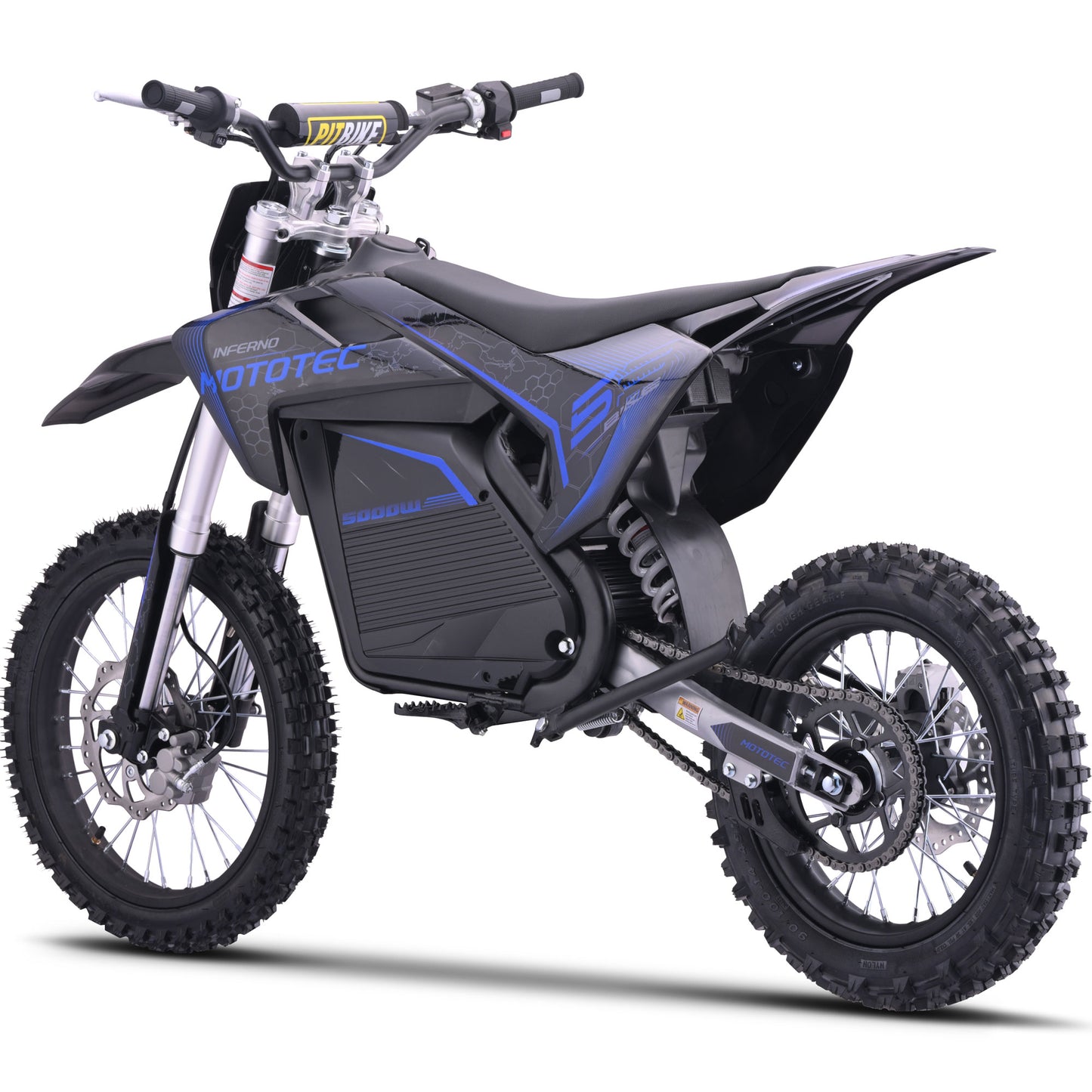MotoTec 72v 5000w Pro Electric Dirt Bike – Electric Blue | 50 MPH | QS Brushless | Bluetooth | IP65