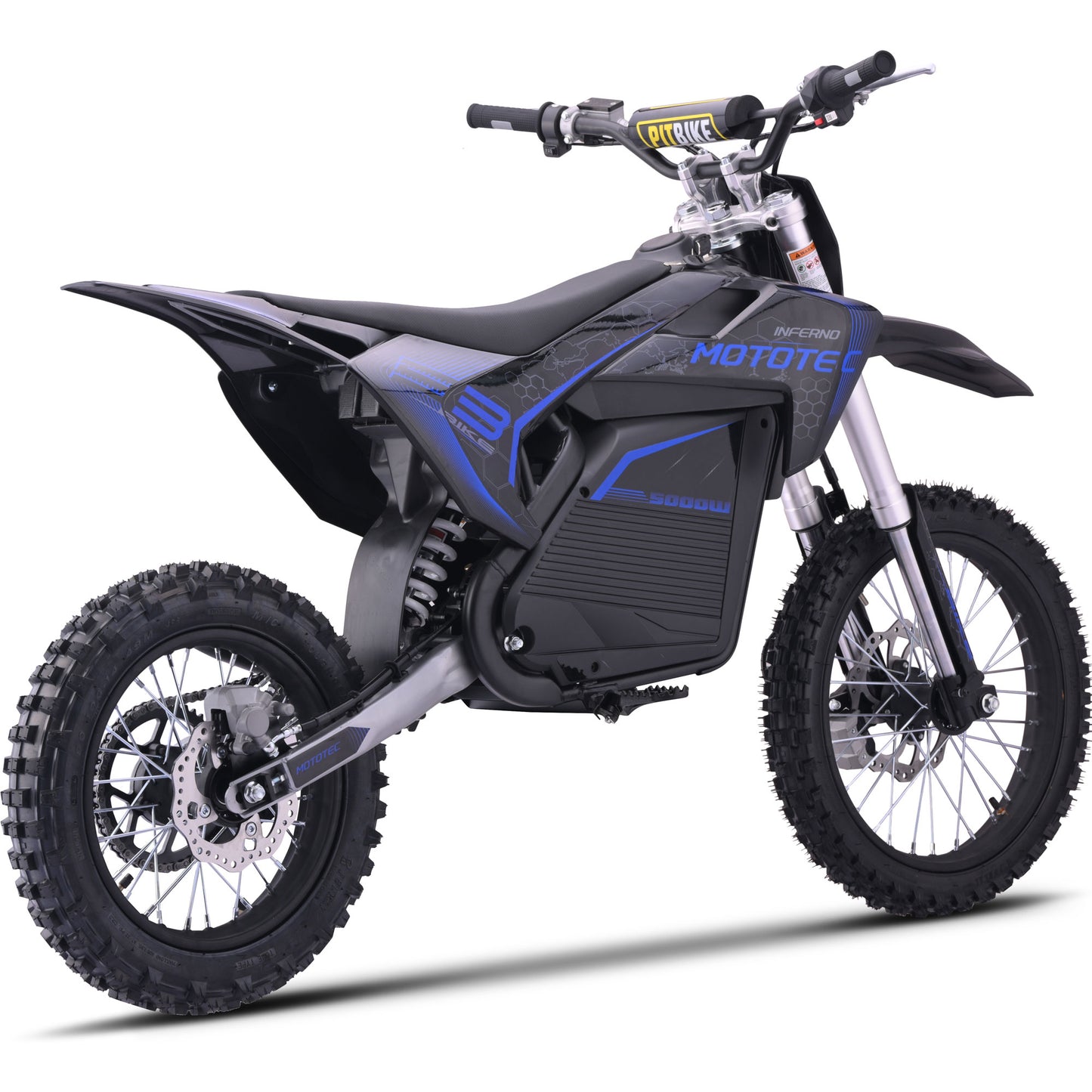 MotoTec 72v 5000w Pro Electric Dirt Bike – Electric Blue | 50 MPH | QS Brushless | Bluetooth | IP65