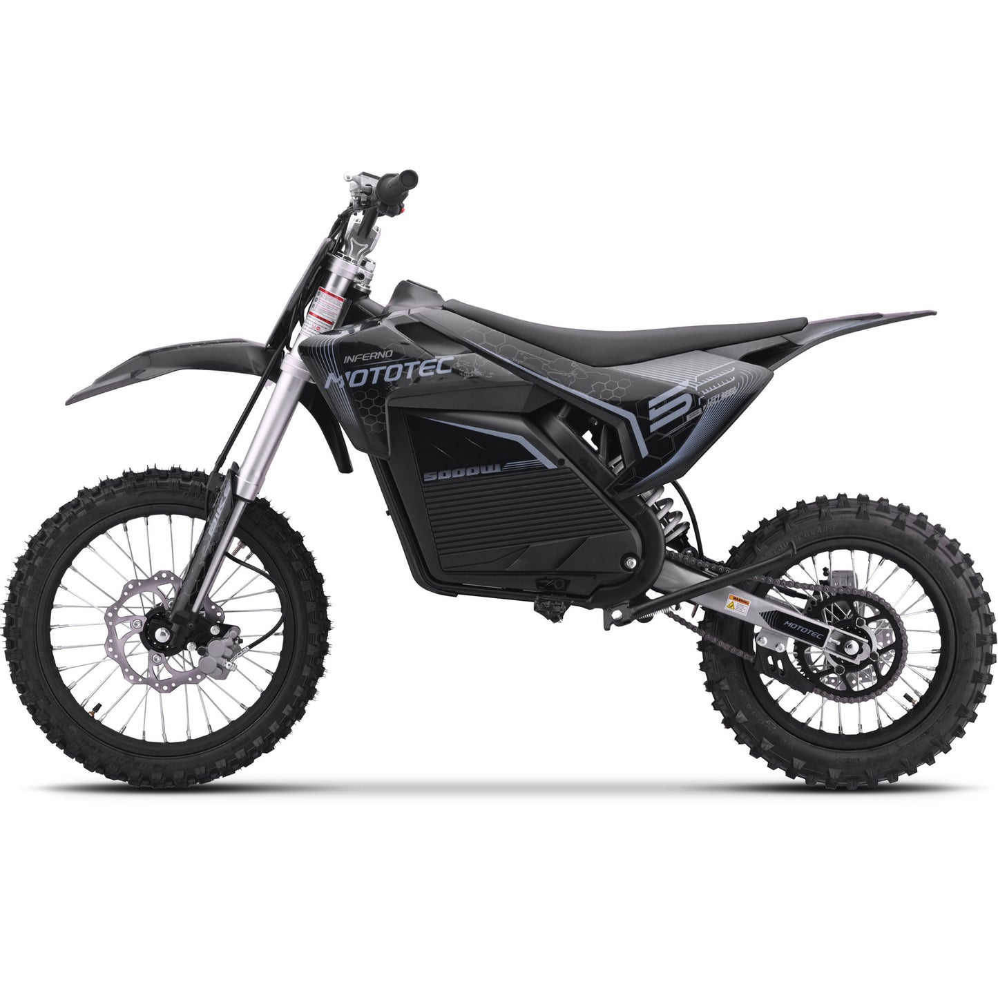 MotoTec 72v 5000w Pro Electric Dirt Bike – Stealth Grey | 50 MPH | QS Brushless | Bluetooth | IP65