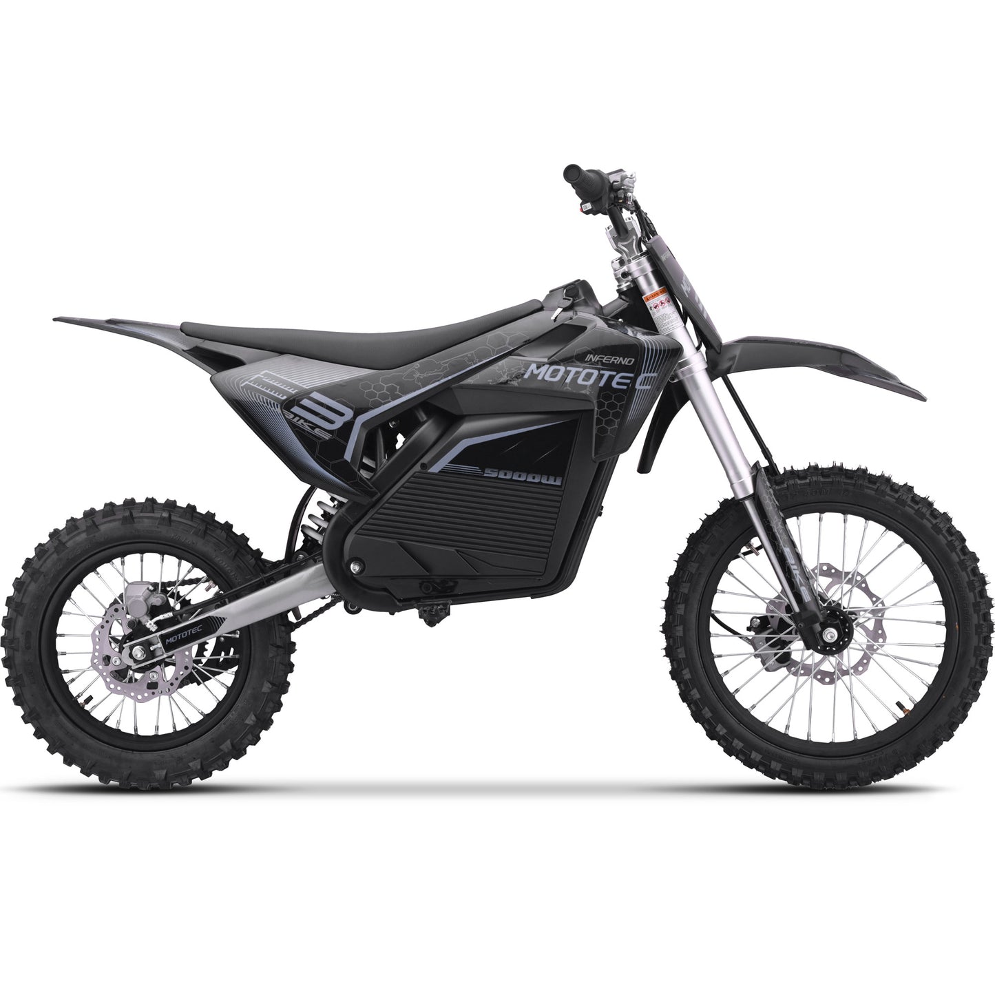 MotoTec 72v 5000w Pro Electric Dirt Bike – Stealth Grey | 50 MPH | QS Brushless | Bluetooth | IP65