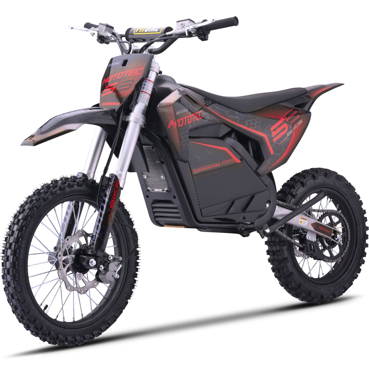 MotoTec 72v 5000w Pro Electric Dirt Bike – Inferno Red | 50 MPH | QS Brushless | Bluetooth | IP65