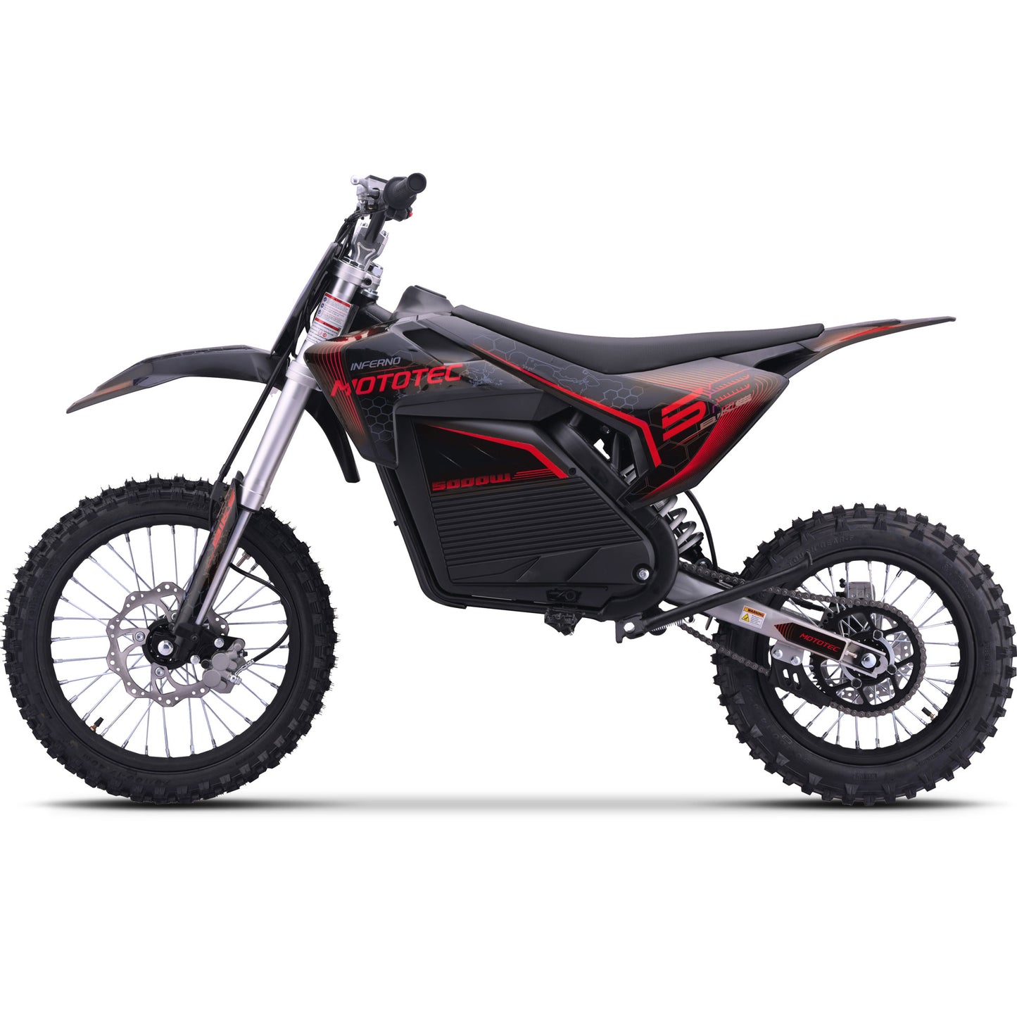MotoTec 72v 5000w Pro Electric Dirt Bike – Inferno Red | 50 MPH | QS Brushless | Bluetooth | IP65