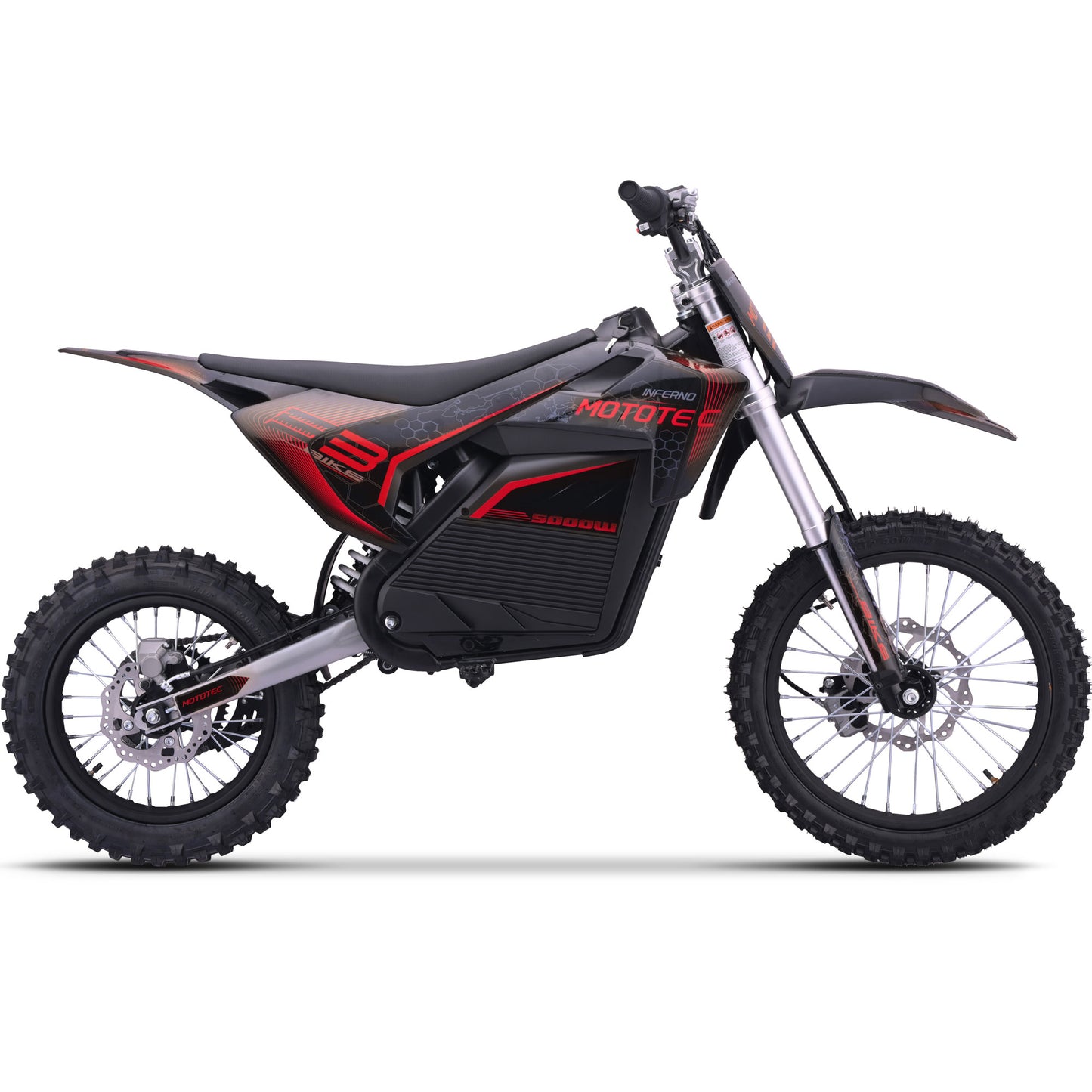 MotoTec 72v 5000w Pro Electric Dirt Bike – Inferno Red | 50 MPH | QS Brushless | Bluetooth | IP65