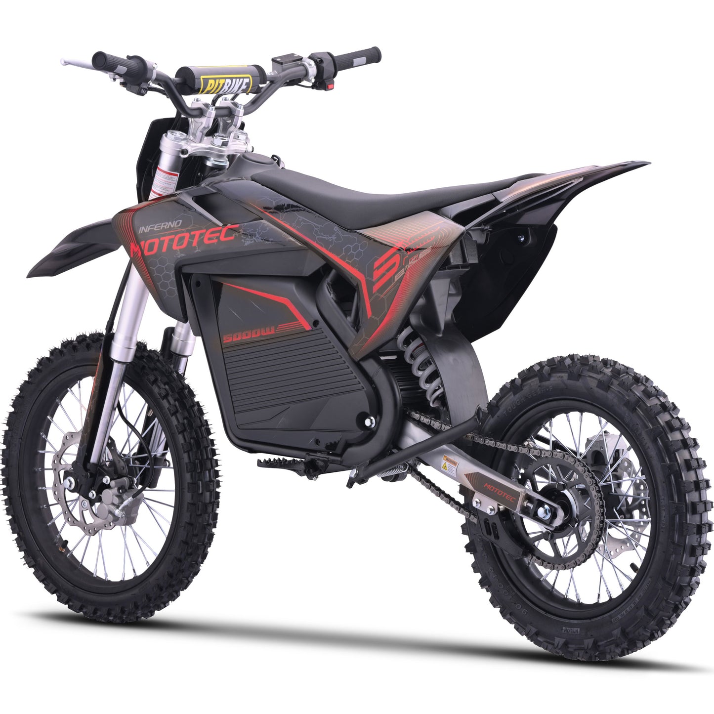 MotoTec 72v 5000w Pro Electric Dirt Bike – Inferno Red | 50 MPH | QS Brushless | Bluetooth | IP65