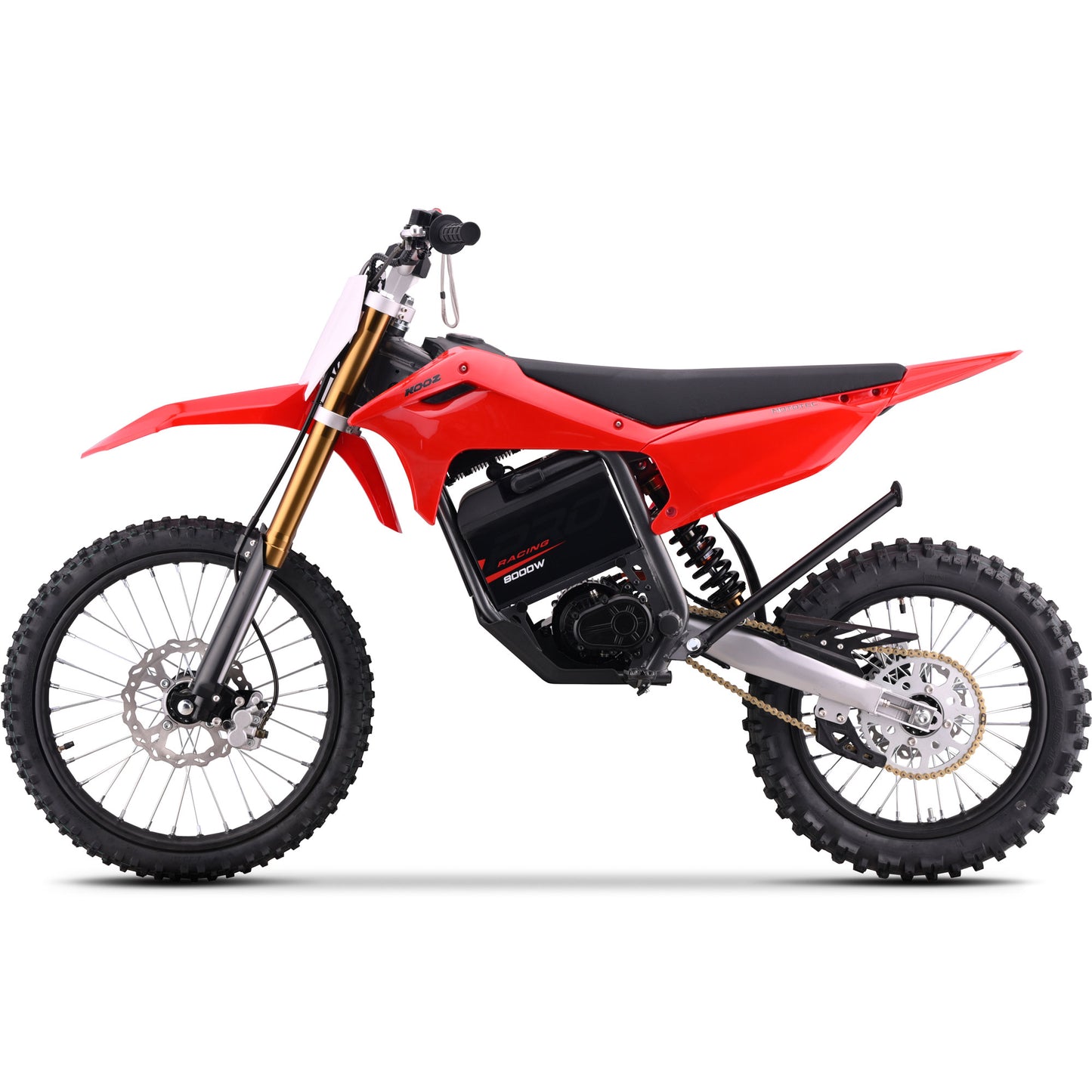 MotoTec 72v 8000W Pro Electric Dirt Bike – Red | 19/16 Wheels | 56 MPH | 3-Speed | IP65