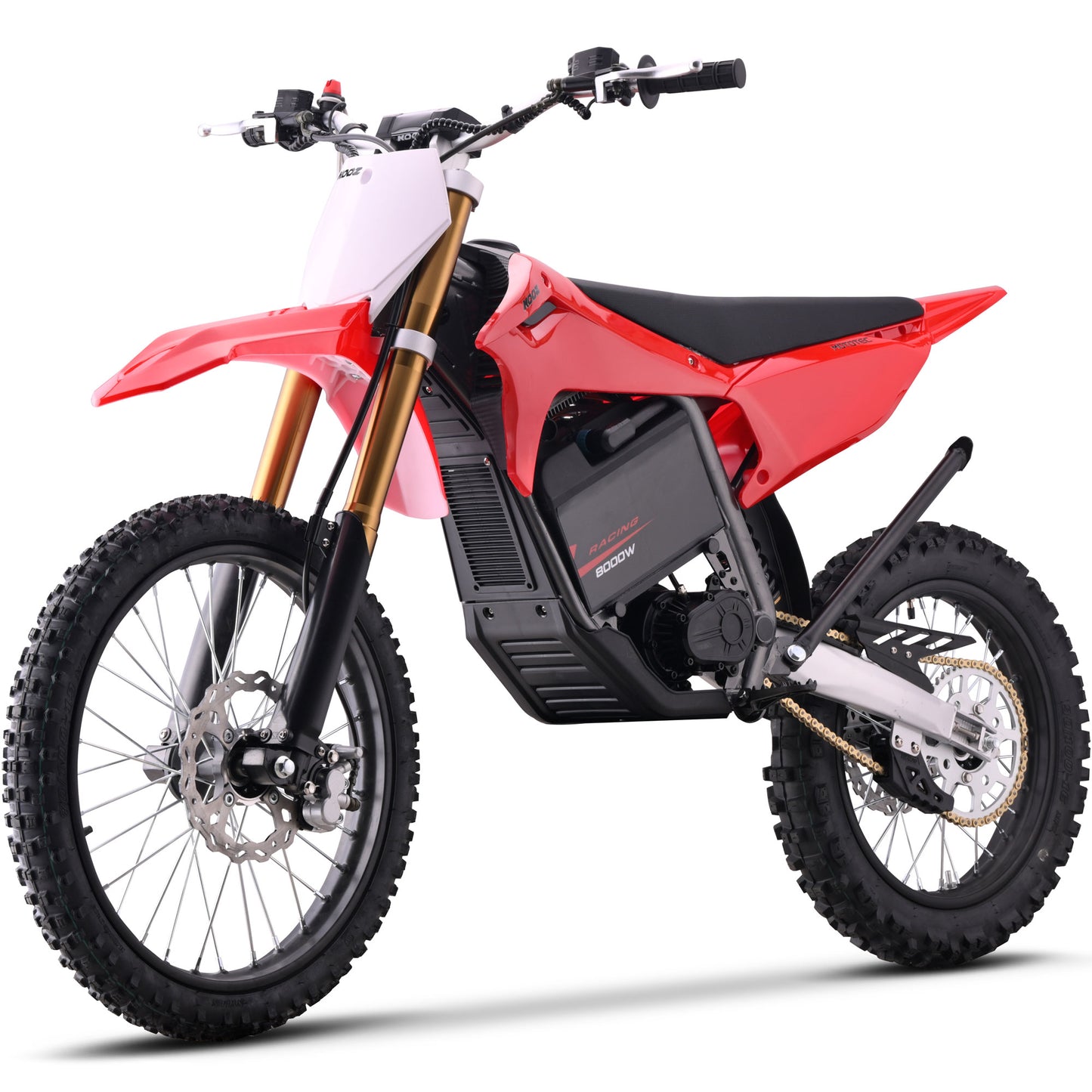 MotoTec 72v 8000W Pro Electric Dirt Bike – Red | 19/16 Wheels | 56 MPH | 3-Speed | IP65