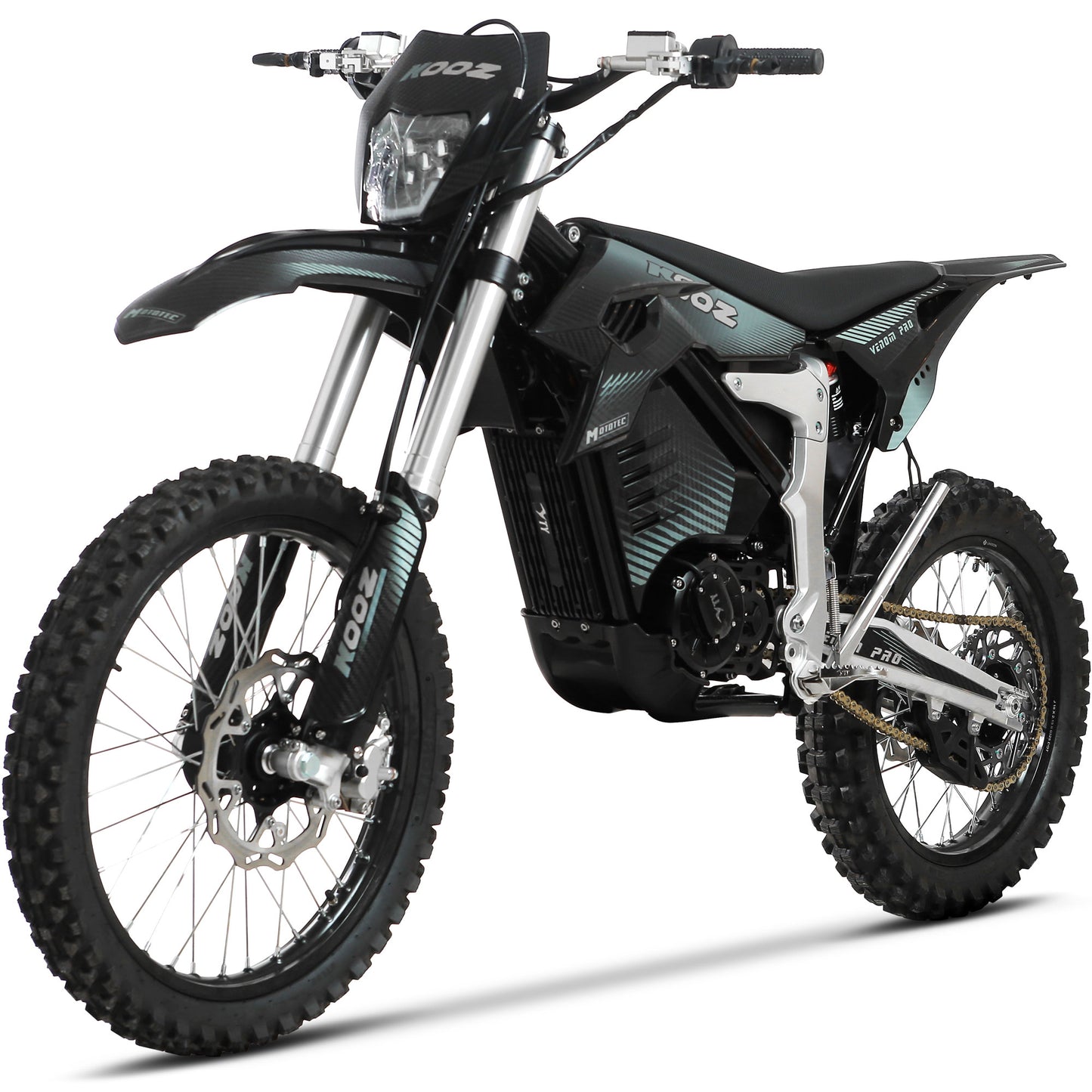 MotoTec Venom 72v 30000w Electric Dirt Bike – Black | 75 MPH | CATL 73Ah | Auto Trans | 0-62 in 5 Sec