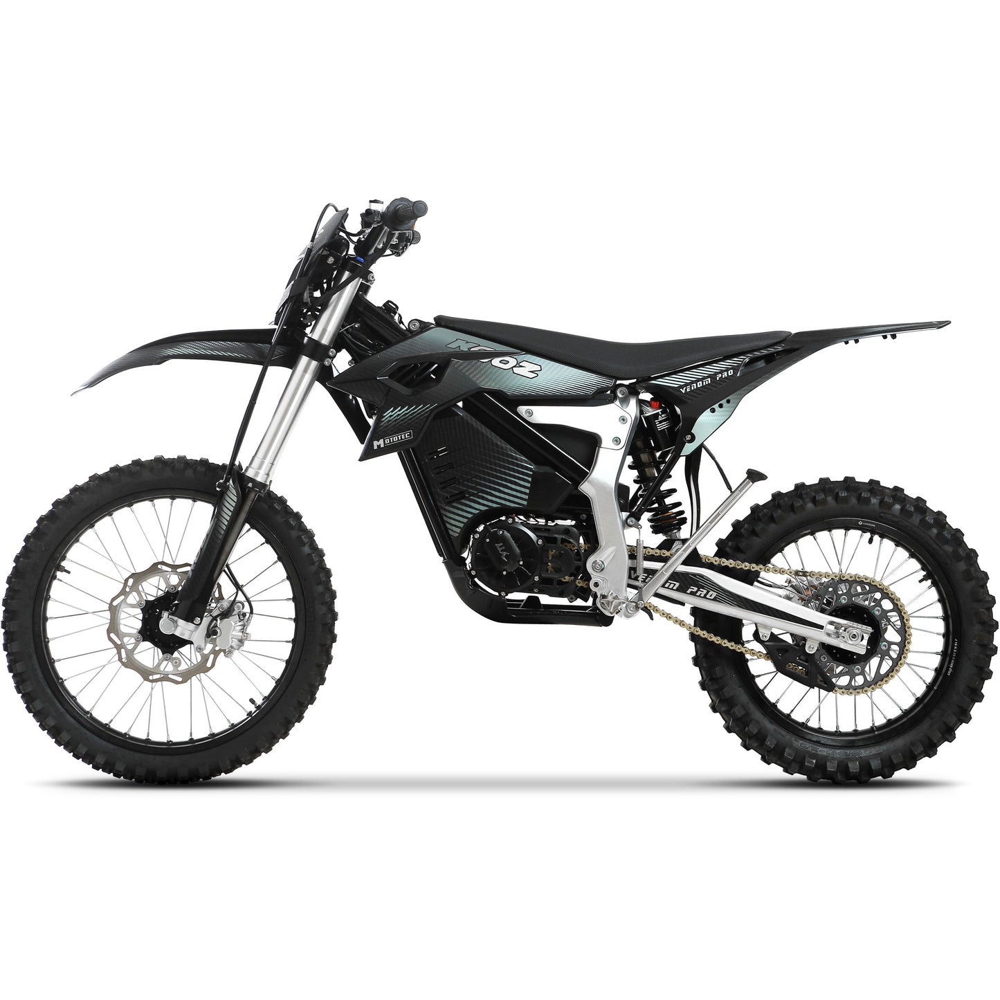 MotoTec Venom 72v 30000w Electric Dirt Bike – Black | 75 MPH | CATL 73Ah | Auto Trans | 0-62 in 5 Sec