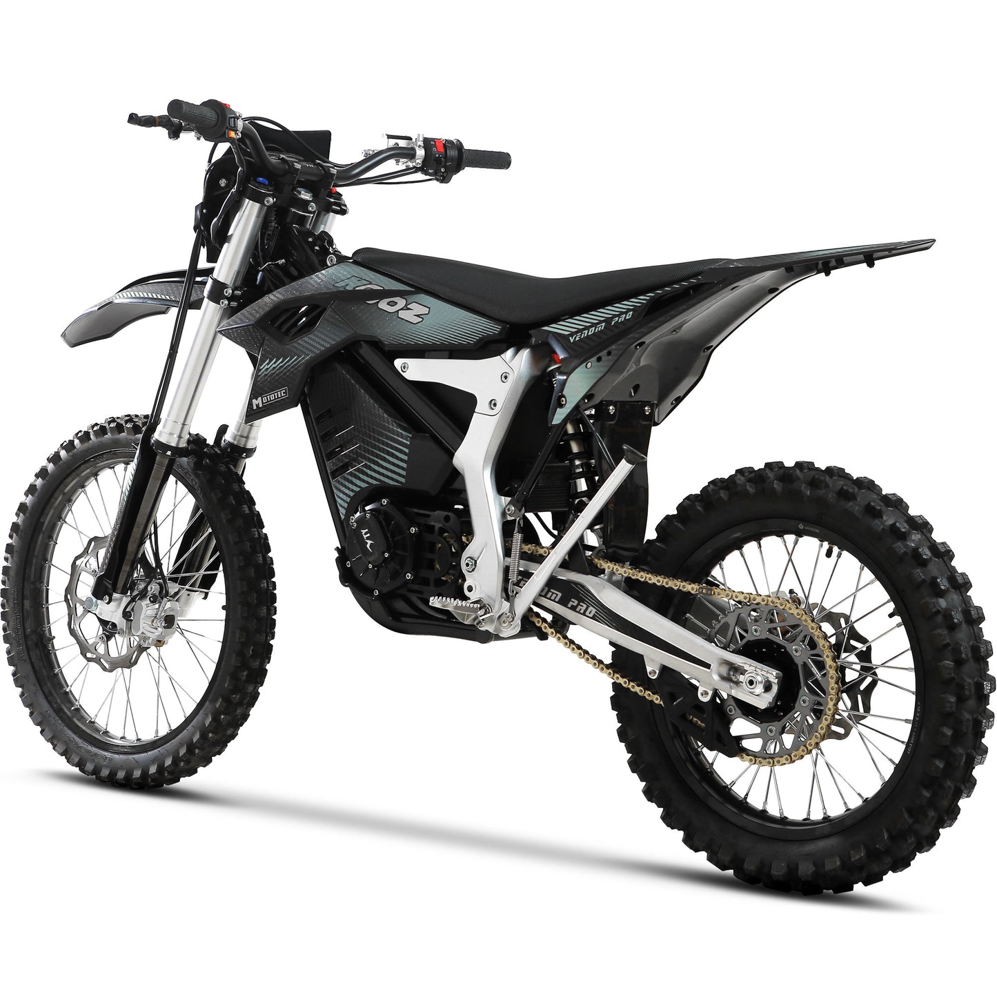 MotoTec Venom 72v 30000w Electric Dirt Bike – Black | 75 MPH | CATL 73Ah | Auto Trans | 0-62 in 5 Sec