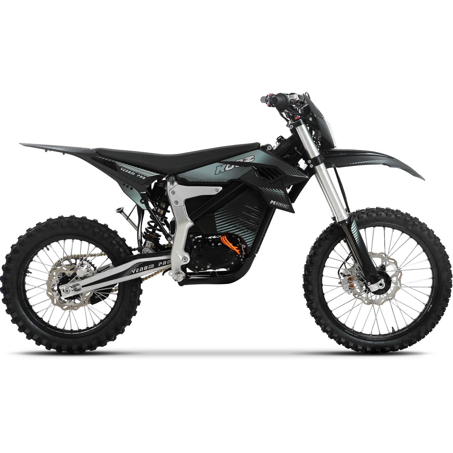 MotoTec Venom 72v 30000w Electric Dirt Bike – Black | 75 MPH | CATL 73Ah | Auto Trans | 0-62 in 5 Sec