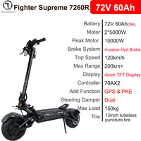 Teverun Fighter Supreme 7260R Electric Scooter – 10000W | 72V 60Ah | 60+ MPH | GPS | Foldable