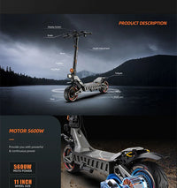 eBike Boys M6Max Dual Motor Electric Scooter – 5600W | 60V 27Ah | 50+ MPH | 50-Mile Range | Foldable
