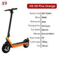 HX X9 PLUS Foldable Electric Scooter – 50-Mile Range | 10" Tires | 3 Colors | CE Certified